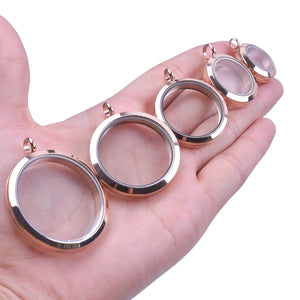 5PCS Rose Stainless Steel Memory Locket Pendant Necklace