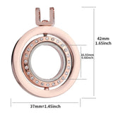 5PCS Rotatable Rhinestone Glass Locket Pendant Photo Necklace Keychain