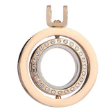 5PCS Rotatable Rhinestone Glass Locket Pendant Photo Necklace Keychain