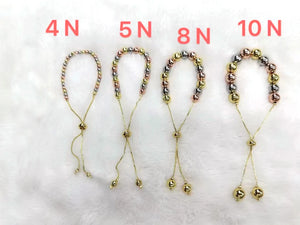 5PCS Round Ball Beads Charm Bracelet & Bangles Rose Silver Jewelry Hand Chain