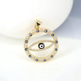 5PCS Evil Eye Charm Pendant Cubic Zirconia Paved, Jewelry Accessories