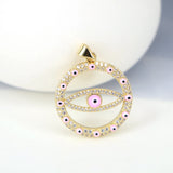 5PCS Evil Eye Charm Pendant Cubic Zirconia Paved, Jewelry Accessories