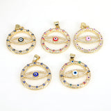 5PCS Evil Eye Charm Pendant Cubic Zirconia Paved, Jewelry Accessories