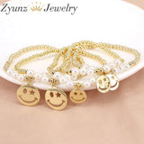 5PCS Hollow Smiling Face Beads Bracelet For Women Jewelry