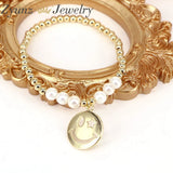 5PCS Hollow Smiling Face Beads Bracelet For Women Jewelry