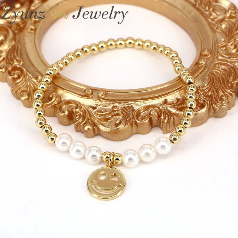 5PCS Hollow Smiling Face Beads Bracelet For Women Jewelry