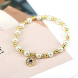Zircon Charms Bracelet with Shell Pearl for Women