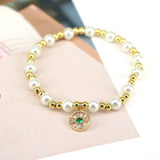 Zircon Charms Bracelet with Shell Pearl for Women