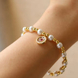 Zircon Charms Bracelet with Shell Pearl for Women