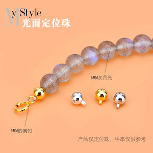 5PCS S925 Sterling Silver Finish Button Smooth Surface Positioning Bead