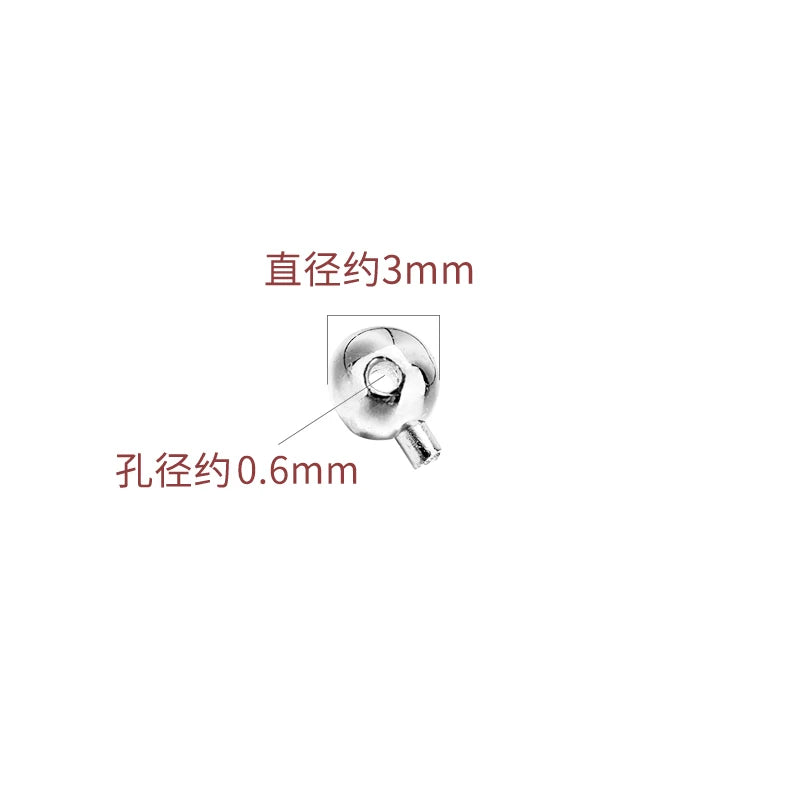 5PCS S925 Sterling Silver Finish Button Smooth Surface Positioning Bead