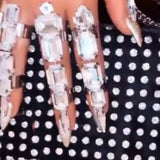 Geometric Square Rhinestone Cuff Rings Set Crystal Round Adjustable Finger Jewel