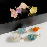 5PCS Natural Rough Stone Pendant for Earrings Necklace Mineral Raw Quartzs