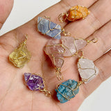 5PCS Natural Rough Stone Pendant for Earrings Necklace Mineral Raw Quartzs
