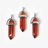 5PCS Natural Stone Pendulum Pendants For Necklace Charm - Agates Quartz