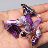5PCS Natural Stone Pendulum Pendants For Necklace Charm - Agates Quartz