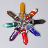 5PCS Natural Stone Pendulum Pendants For Necklace Charm - Agates Quartz