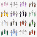 5PCS Natural Stone Pendulum Pendants For Necklace Charm - Agates Quartz