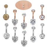 5PCS/Set Steel Crystal Navel Belly Button Rings Piercing Jewelry