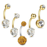 5PCS/Set Steel Crystal Navel Belly Button Rings Piercing Jewelry