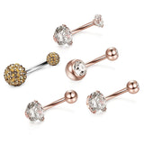 5PCS/Set Steel Crystal Navel Belly Button Rings Piercing Jewelry