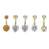 5PCS/Set Steel Crystal Navel Belly Button Rings Piercing Jewelry
