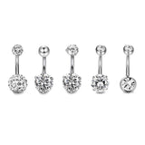 5PCS/Set Steel Crystal Navel Belly Button Rings Piercing Jewelry