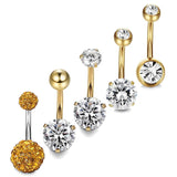 5PCS/Set Steel Crystal Navel Belly Button Rings Piercing Jewelry
