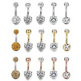 5PCS/Set Steel Crystal Navel Belly Button Rings Piercing Jewelry