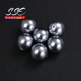 5PCS Natural Sliver Shell Pearl Powder Round Beads 6 8 10 12mm