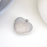 5PCS CZ Zircon Pendants Heart Charms for DIY Jewelry Making