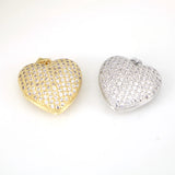 5PCS CZ Zircon Pendants Heart Charms for DIY Jewelry Making