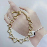 5PCS Zircon Heart Bracelets Bangle Set Gift for Women