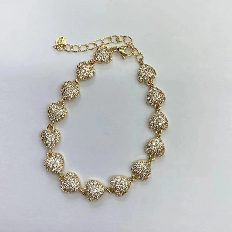 5PCS Zircon Heart Bracelets Bangle Set Gift for Women