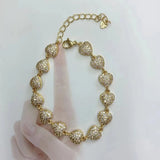 5PCS Zircon Heart Bracelets Bangle Set Gift for Women