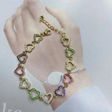 5PCS Zircon Heart Bracelets Bangle Set Gift for Women