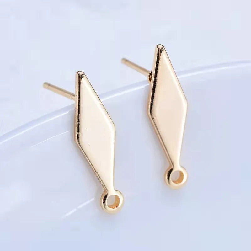 5PCS Small Geometric Ear Needles Glossy Diamond Shape DIY Earrings Bridal Making
