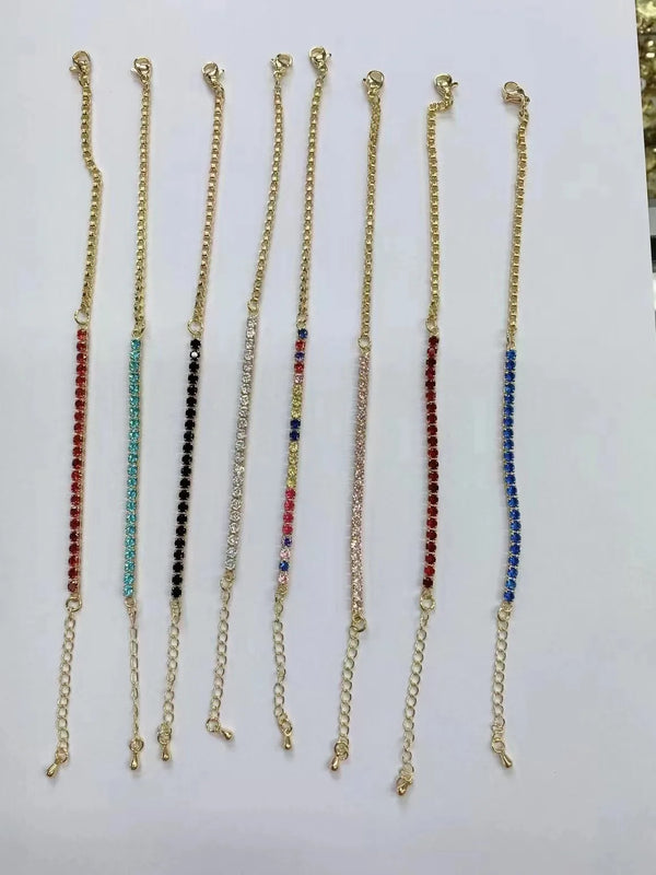 5PCS CZ Tennis Link Bracelets for Women Wedding Jewelry
