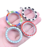5PCS Stainless Steel Glass Charm Floating Locket Pendants