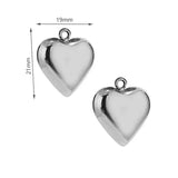 5PCS Stainless Steel Heart Charm Pendants for Bracelet Necklace