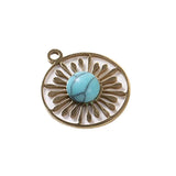 5PCS Sun Flower Charms Bohemia Stone Pendant DIY Jewelry Making