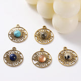 5PCS Sun Flower Charms Bohemia Stone Pendant DIY Jewelry Making