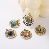 5PCS Sun Flower Charms Bohemia Stone Pendant DIY Jewelry Making