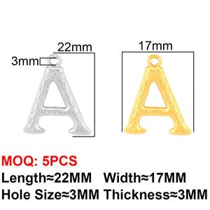 5PCS Stainless Steel Initial Charms 18K Plated Alphabet Pendant
