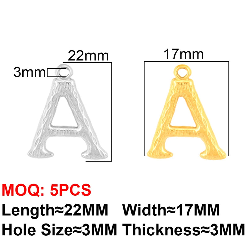 5PCS Stainless Steel Initial Charms 18K Plated Alphabet Pendant