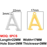 5PCS Stainless Steel Initial Charms 18K Plated Alphabet Pendant