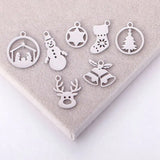 5PCS Stainless Steel Christmas Pendant Snowman Deer Tree Snowflake Accessories