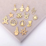 5PCS Stainless Steel Christmas Pendant Snowman Deer Tree Snowflake Accessories