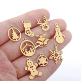 5PCS Stainless Steel Christmas Pendant Snowman Deer Tree Snowflake Accessories