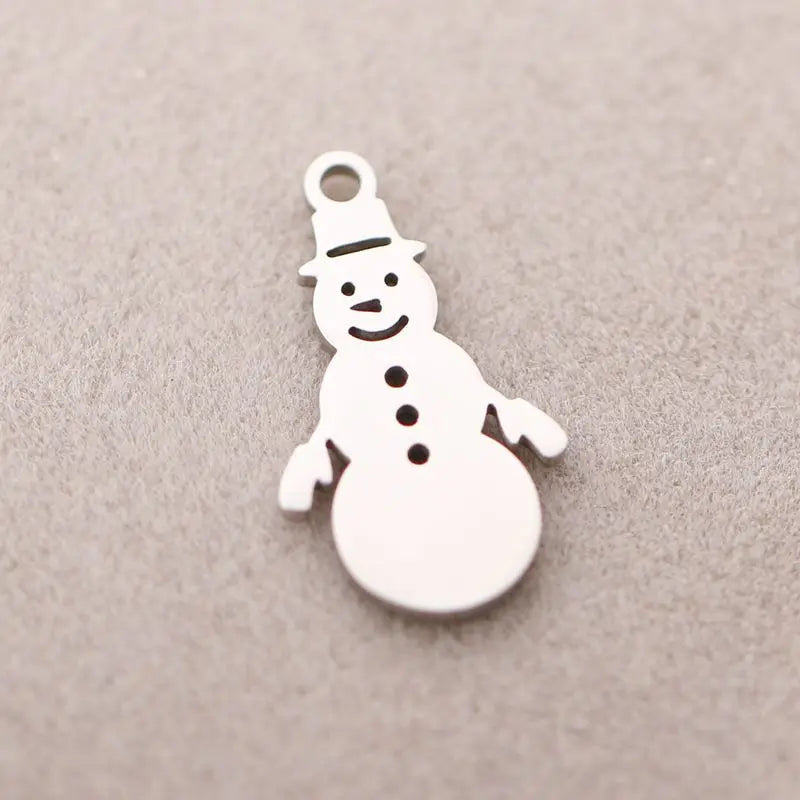 5PCS Stainless Steel Christmas Pendant Snowman Deer Tree Snowflake Accessories